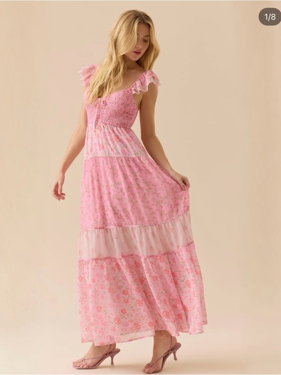 Altar'd State Dresses & Skirts - Altar'd State Pink Floral Smocked Maxi Dress